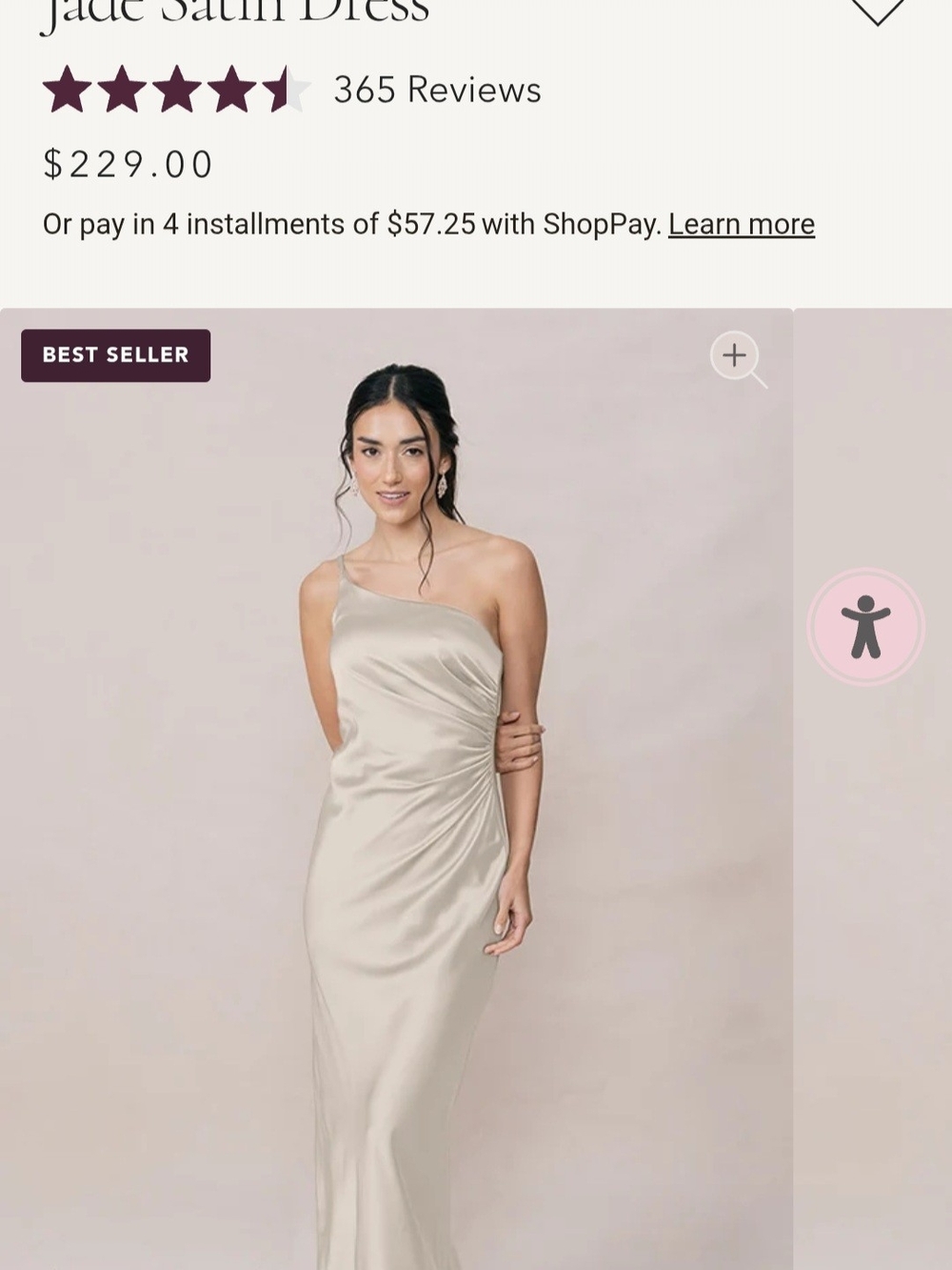Revelry One-Shoulder Satin Slip Dress — Cream